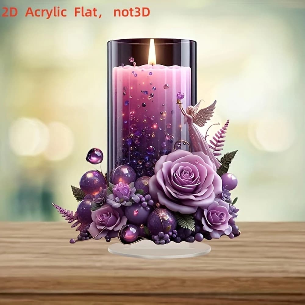Bougie de prière polyvalente de couleur violette - Cadeau idéal pour les fêtes, en acrylique, accent