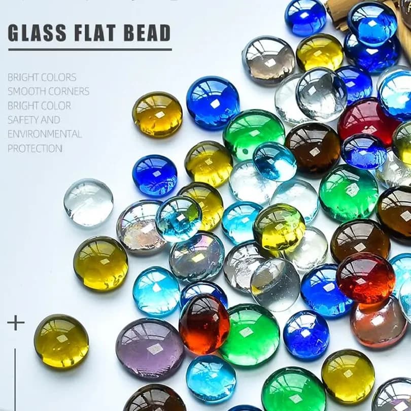 Perles plates en verre rond transparent pour mosaïque, pierres décoratives pour l'artisanat, galets 
