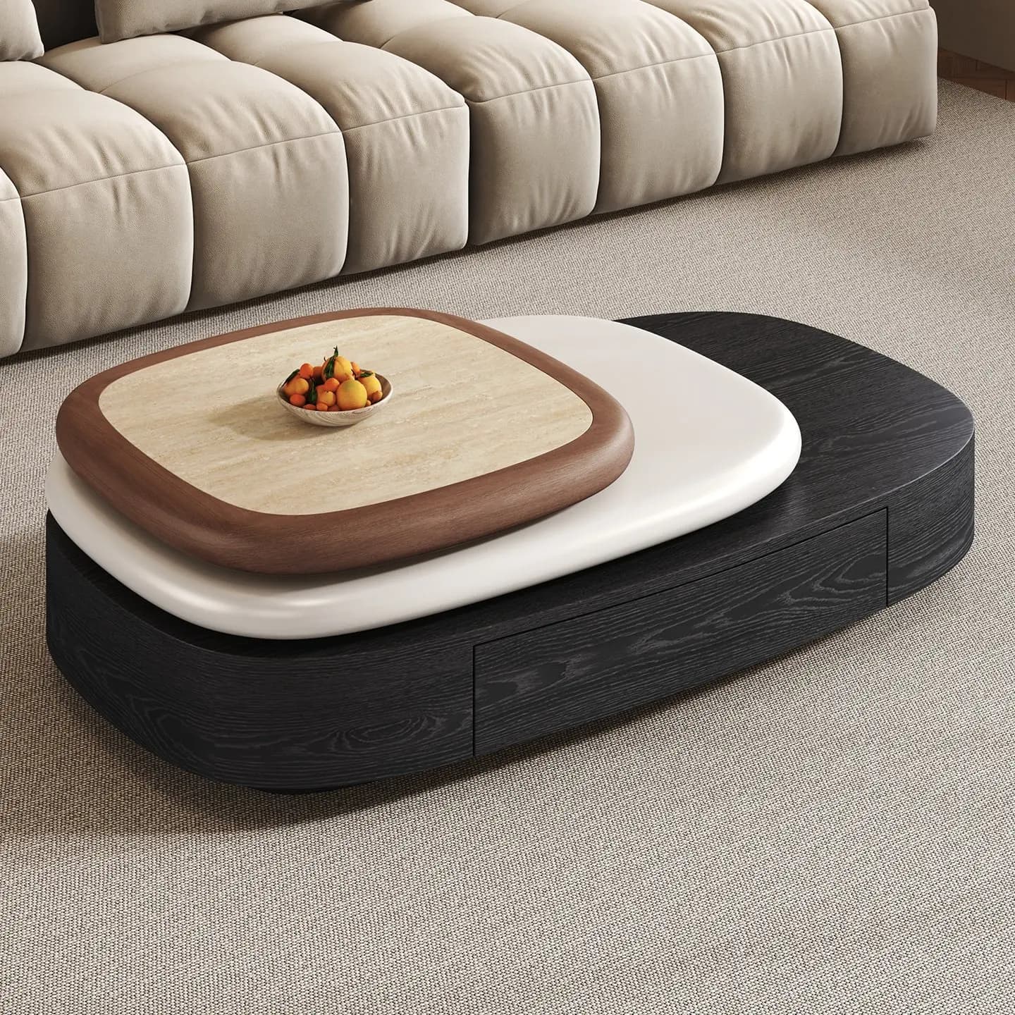 Table basse de sol réglable, style nordique, design artistique irrégulier, pour décorations basses, 