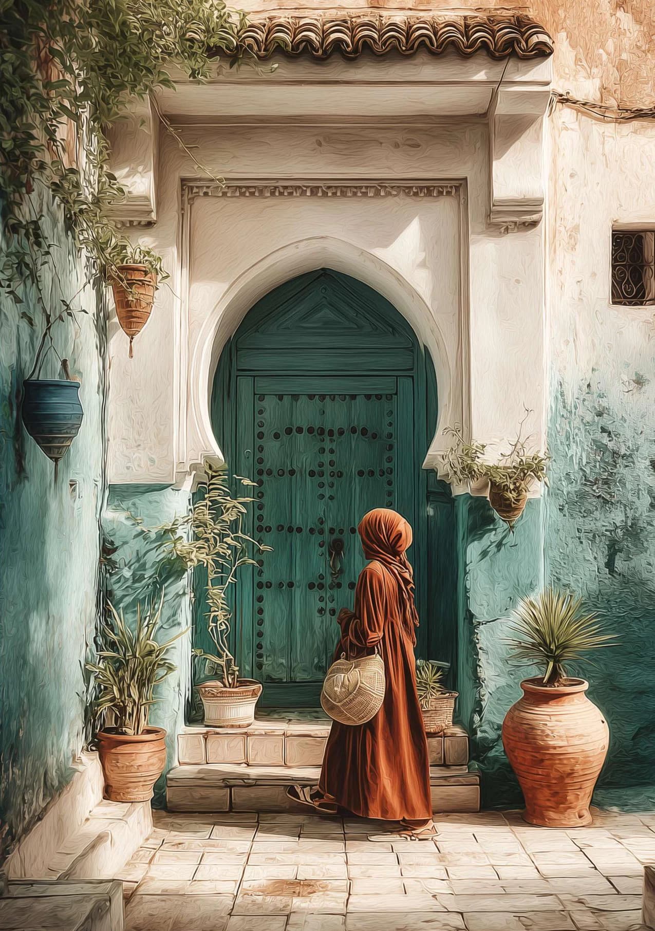 Affiches murales vintage islamiques marocaines, architecture arabe, décor de cour, épices, impressio