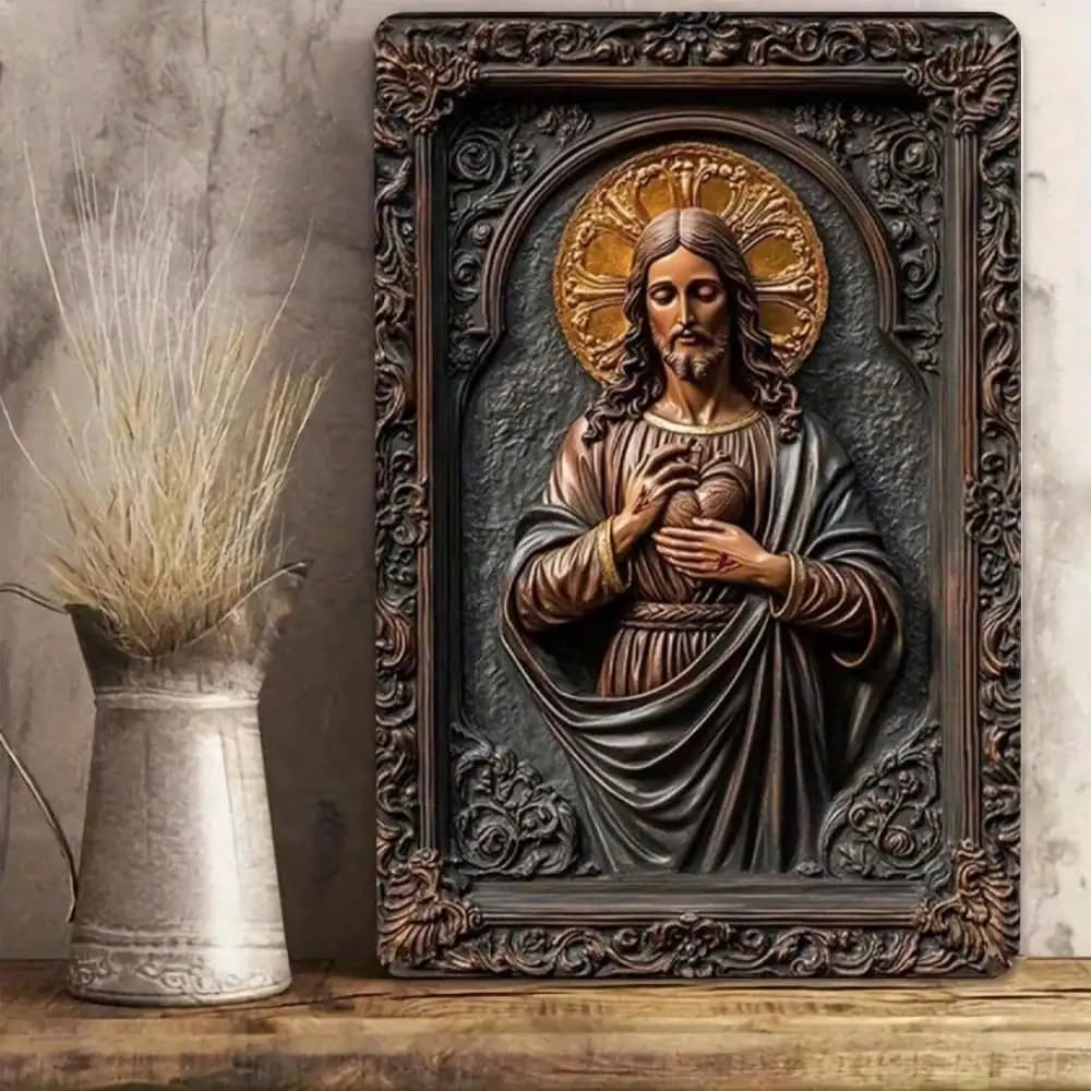 Art mural en métal de jésus du cœur sacré, décoration de maison religieuse, cadeau catholique, Sculp