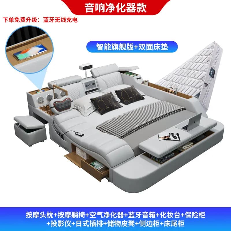 Lit double de luxe italien pour bureau et chambre à coucher, avec cadre de lit Tatami moderne, meubl