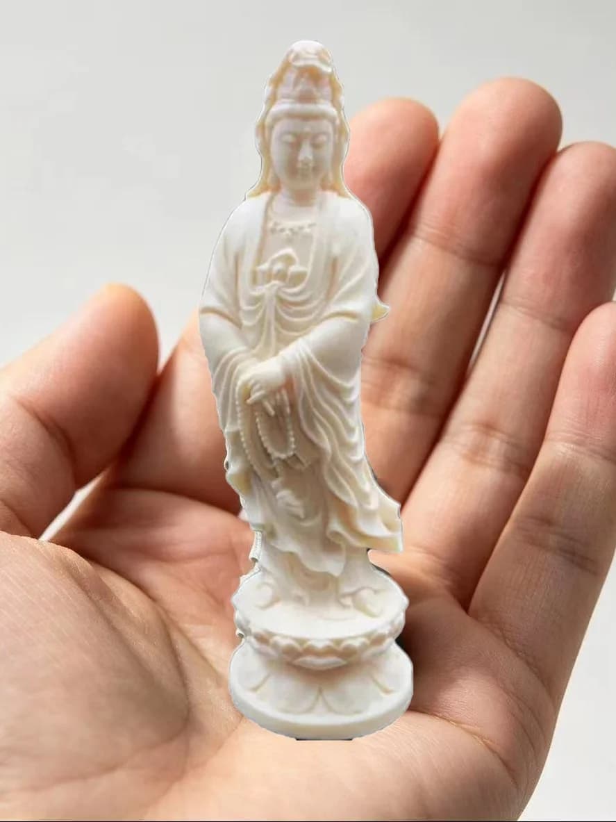 Statue de Guan Yin en faux ivoire blanc, déesse de la miséricorde, figurine pour la maison, le burea
