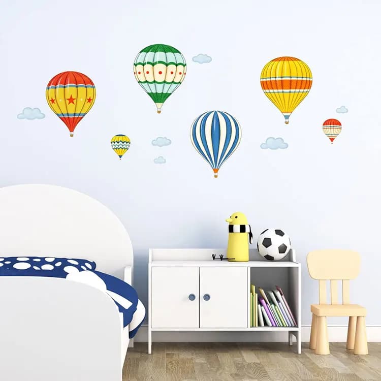 Autocollant mural en ballons d'air chaud, papier peint amovible pour salon et chambre à coucher, déc