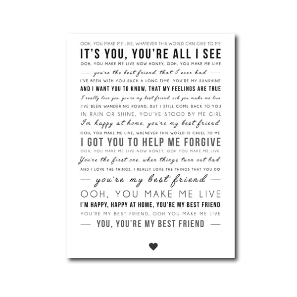 Imprimé sur toile de Freddie Mercury, chanson lyrique, vous êtes mon meilleur ami, reine, citation, 