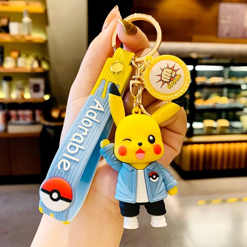 Porte-clés Pokemon figurines d'anime Pikachu, dessin animé, Charmander Psycanard, sac de mode, pende