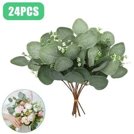 Tiges de feuilles d'eucalyptus vertes, plantes artificielles pour décoration de salon, vases de mariage, bouquet de fleurs, 5/10/20 pièces