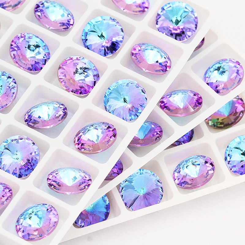 Strass ronds mixtes en cristal K9, Rose bleue, pierres fantaisie appliquées pour colle artisanale, vêtements de noël, décoration de vêtement