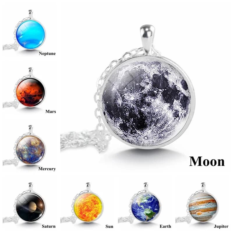 Collier pendentif planète système solaire
