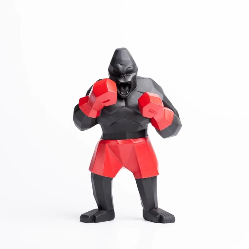 Sculpture roi gorille de boxe 25cm, singe Animal, décoration de salon, Sport géométrique, Statue en résine King Kong, cadeau d'anniversaire