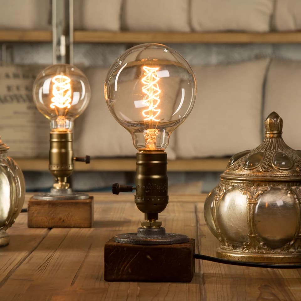 Lampe de Table industrielle Vintage avec variateur, ampoule Edison en bois, décoration d'intérieur rétro, cadeau artistique créatif