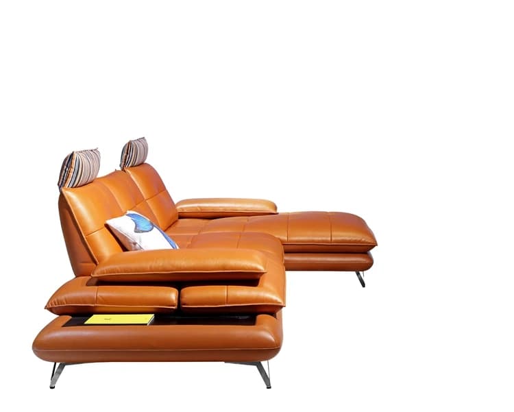 Ensemble de canapés d'angle en cuir véritable, avec dossier inclinable fonctionnel, pour salon