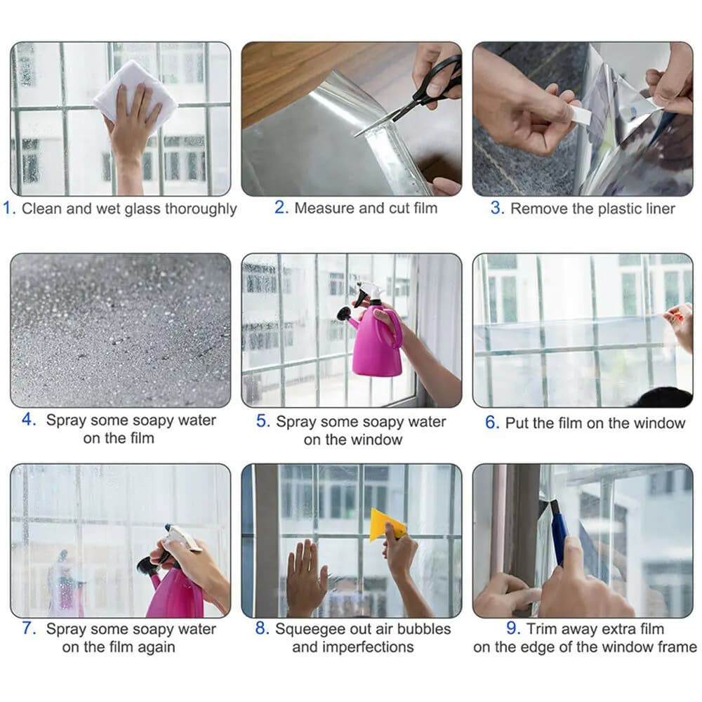 13 feuilles de film décoratif transparent pour fenêtre