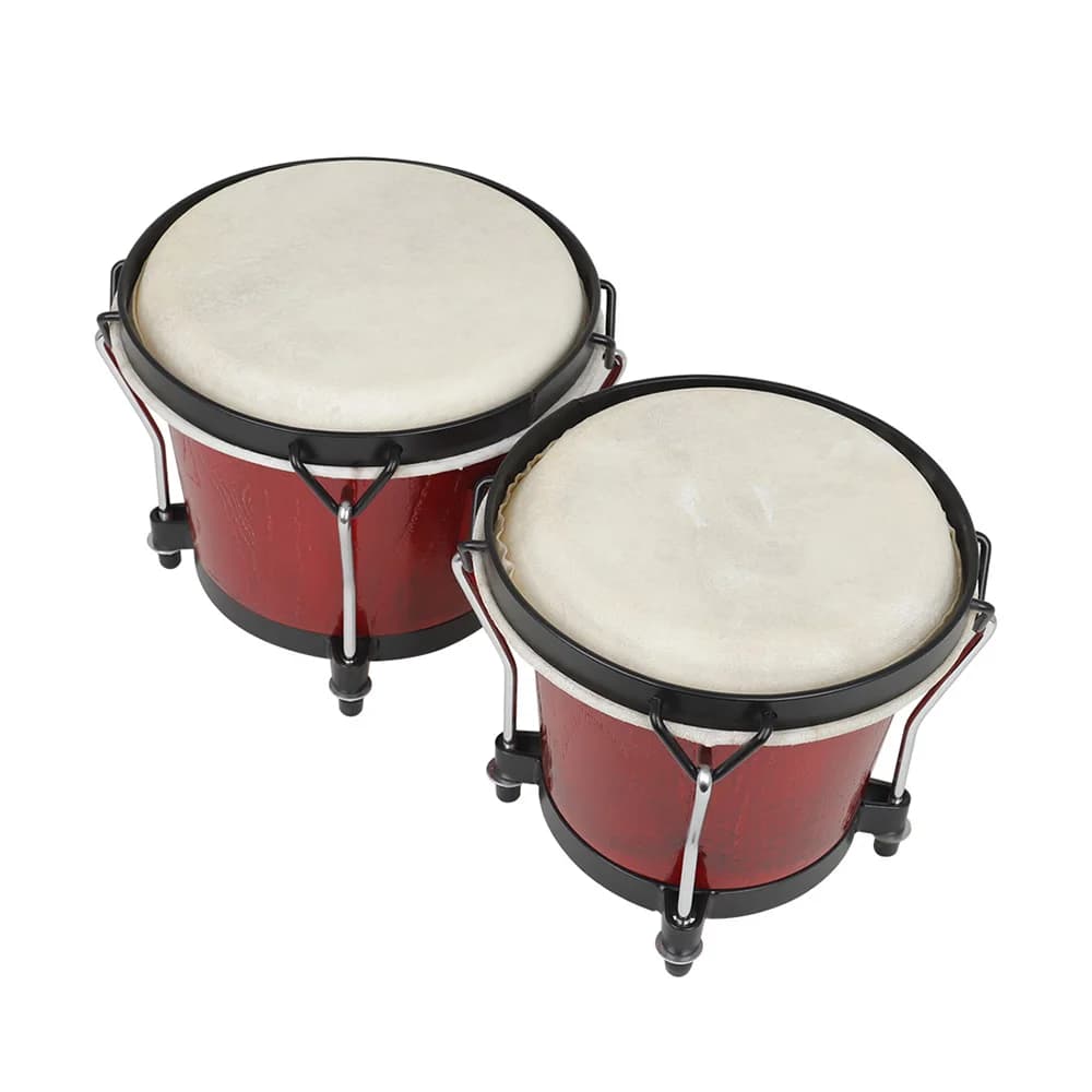 Tambour Bongo africain en bois, Instrument de Percussion à son clair, tambourin épais en peau de chèvre, jouets rythme, cadeaux musicaux pouvant tonnerre