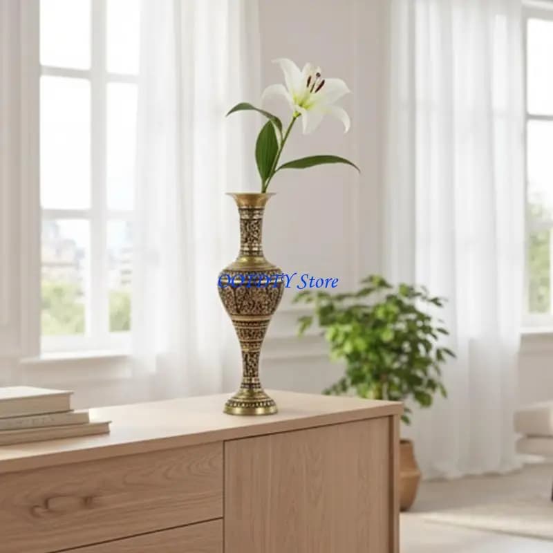 Vases à fleurs antiques géométriques en métal gaufré à mode