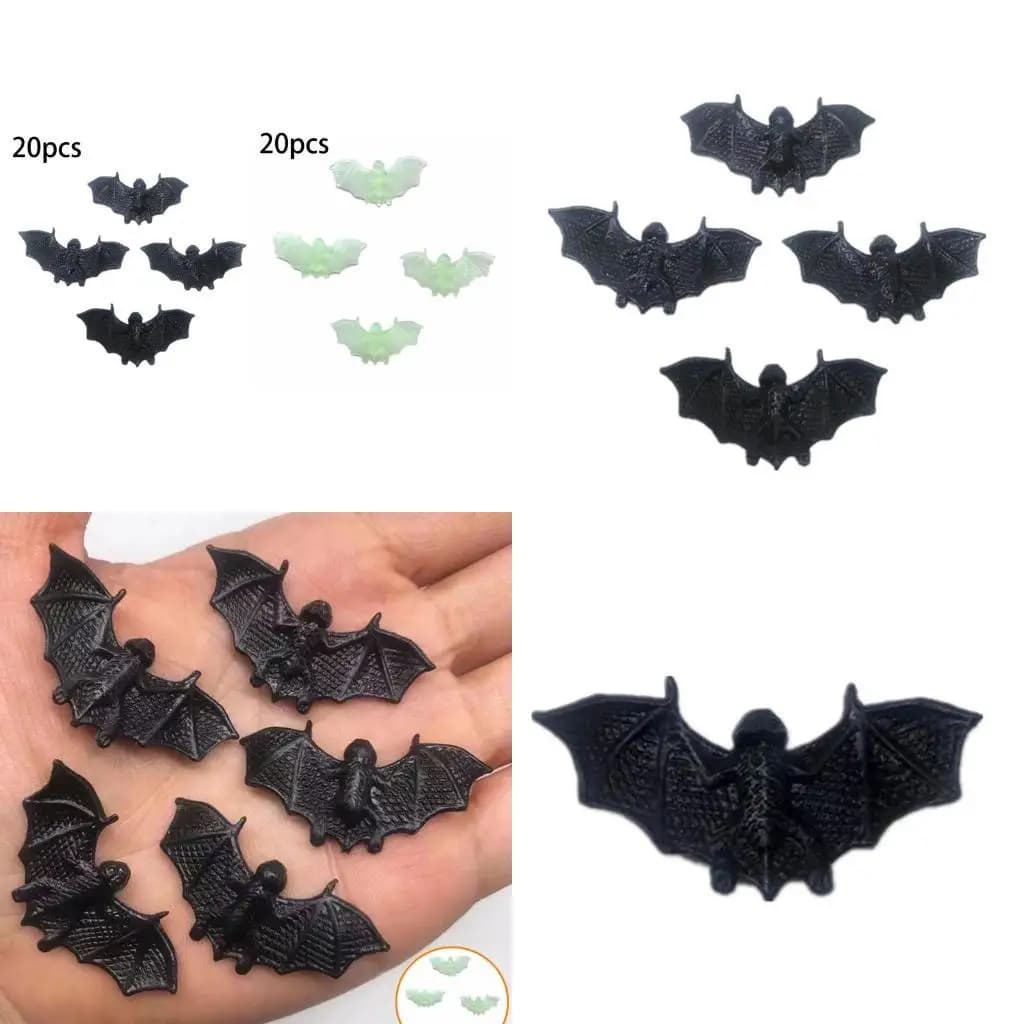 G6KF 20 PACK Small Plastic Bats Prank Toy Halloween Decorations For Costume Party