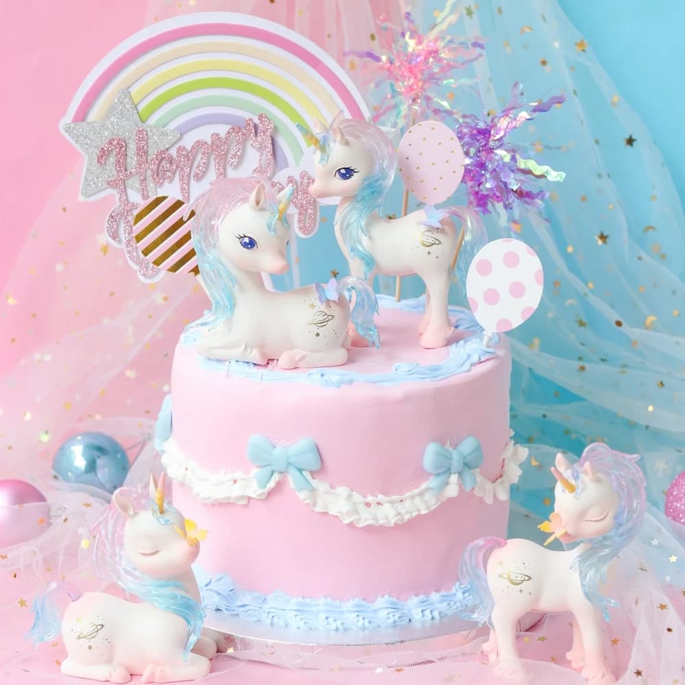Licorne Gâteau Ornement Bébé Fille Fête D'anniversaire Décoration Arc-En-Ciel Poney