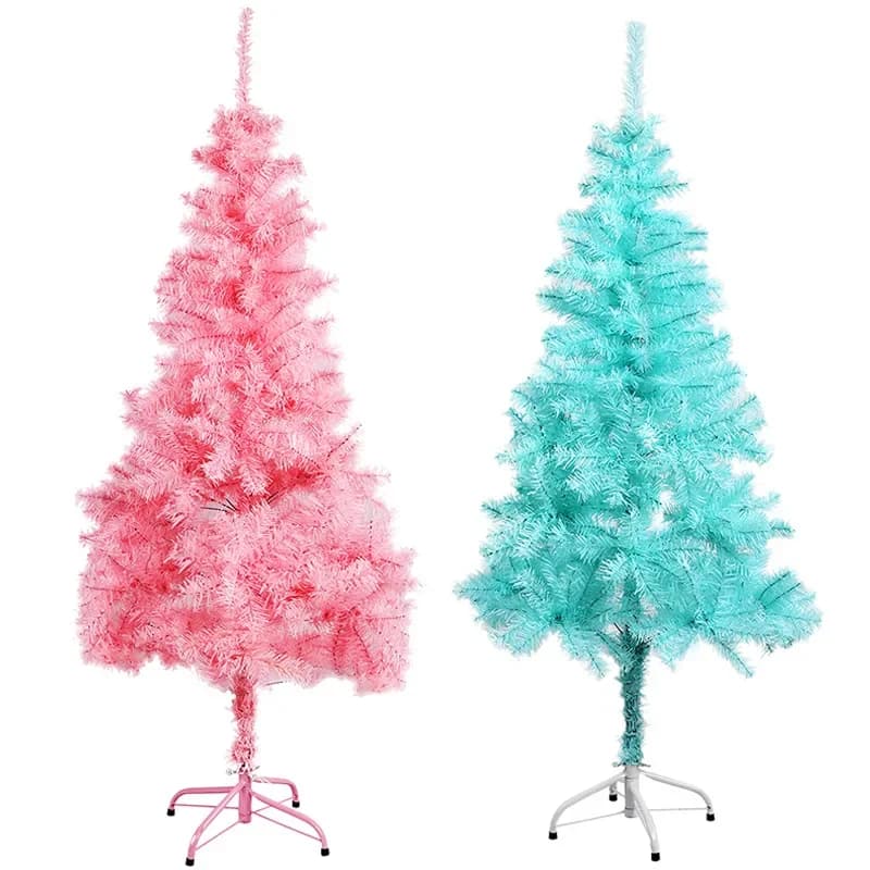 Arbre de Noël simulé flocage de chute pour la décoration de la maison, ornements de vacances, fête du Nouvel An, bleu, rose, 60cm, 93,9