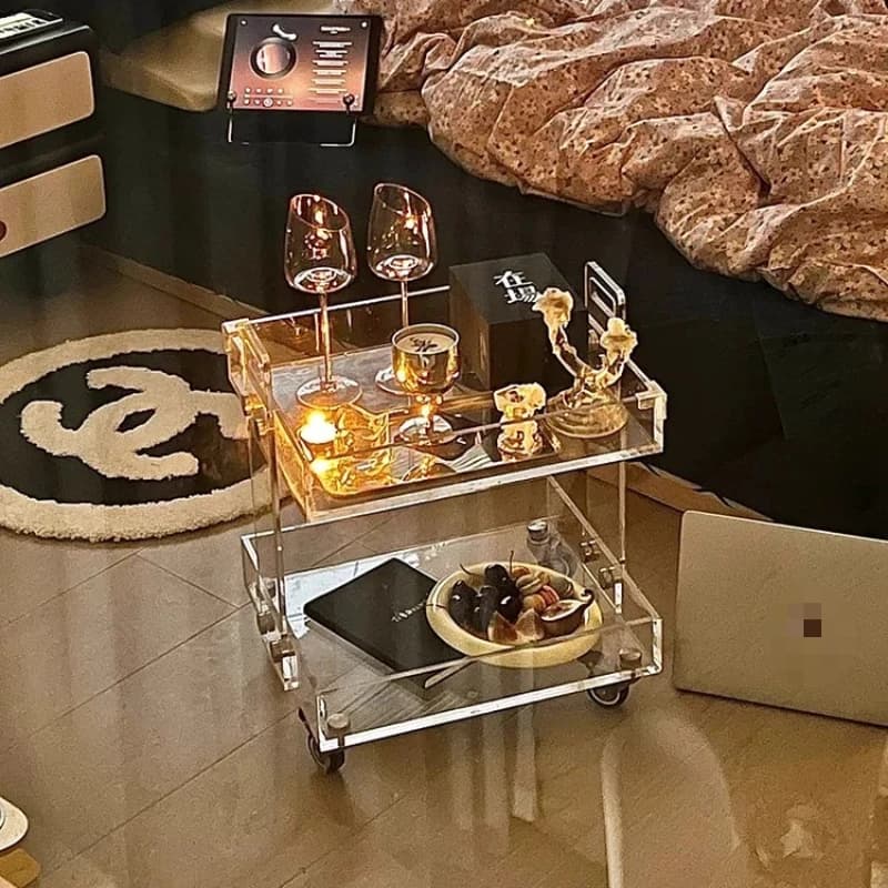 Tables basses au design moderne et esthétique, design en acrylique, tables basses minimalistes uniques, petites tables flexibles, accessoires pour la maison