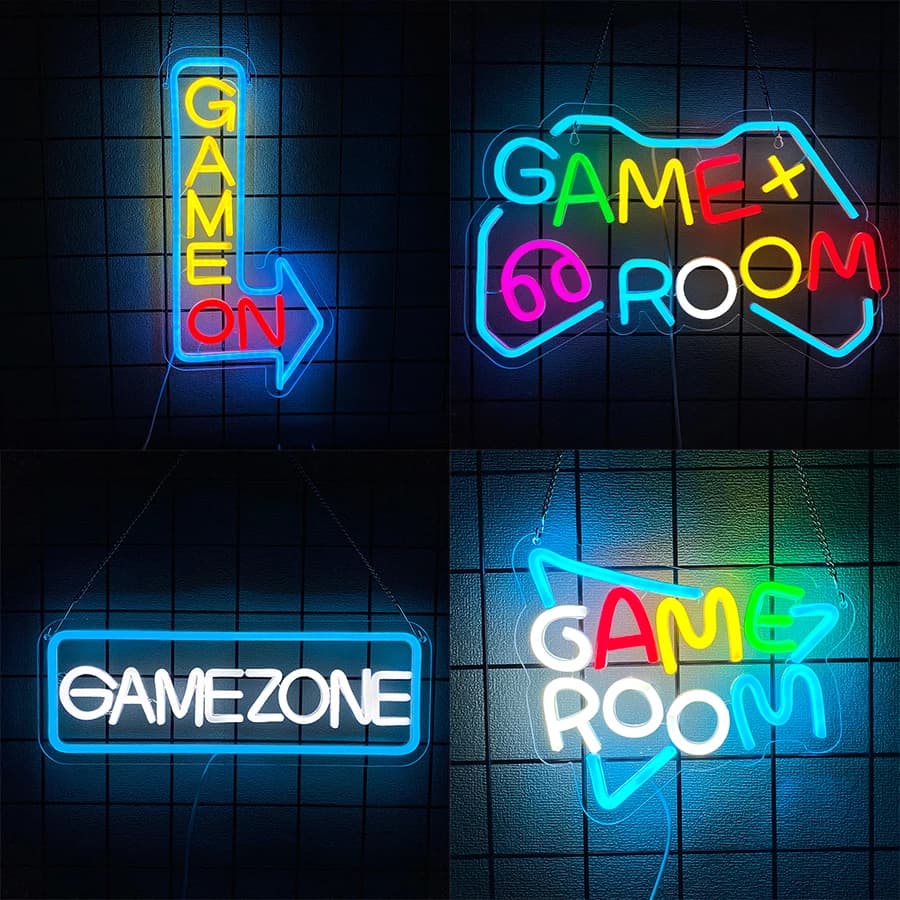 Enseignes au néon Game Zone pour la décoration de la salle des joueurs, enseigne au néon lumineuse de jeu LED pour la décoration murale, la chambre à coucher, la salle de jeux, les cadeaux du joueur