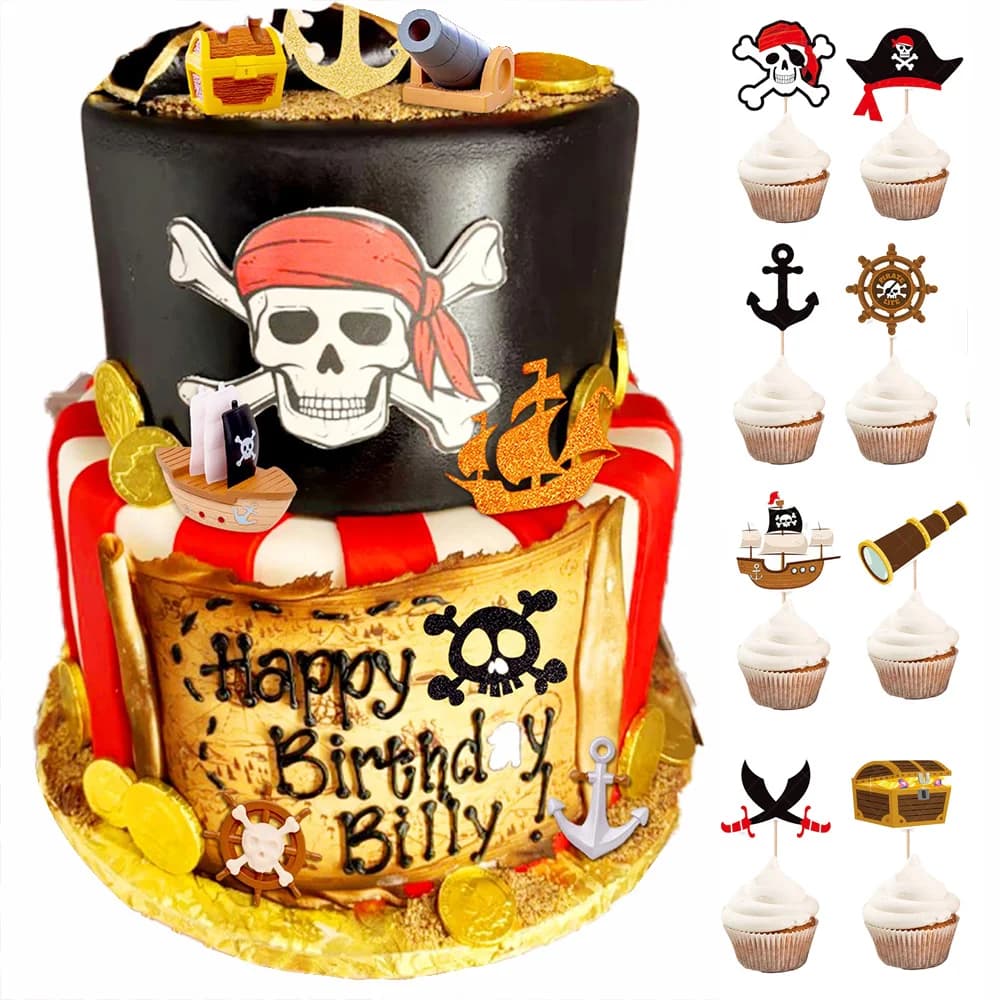 Décoration de gâteau sur le thème Chi pour garçons, décoration de gâteau joyeux anniversaire, fête d'anniversaire, mer de sagesse nautique, 7,5