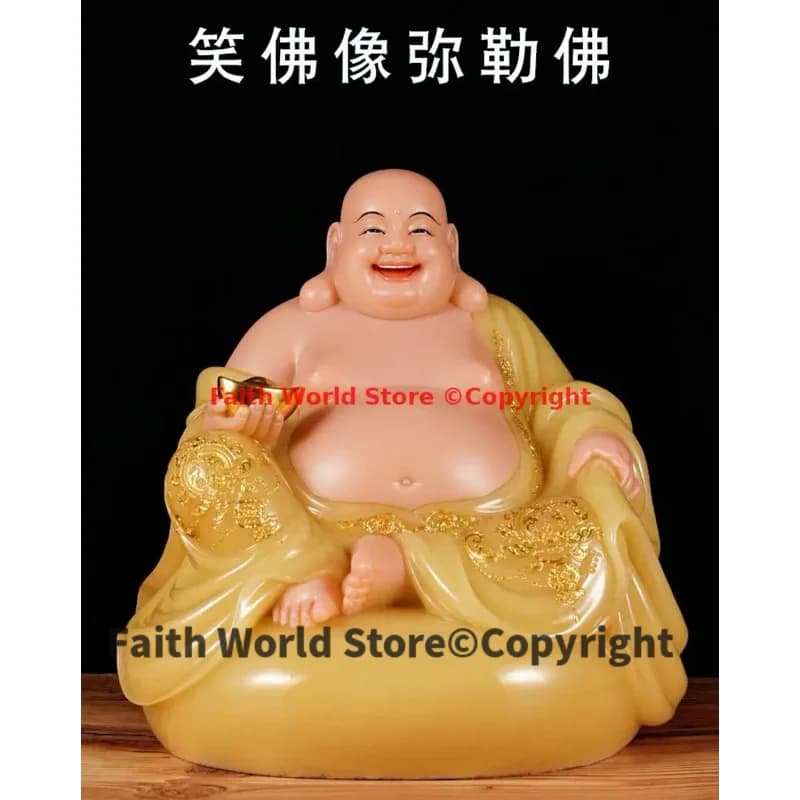 Statue de bouddha en jade de haute qualité, bouddhisme asiatique, autel de la maison, dieu de la richesse Maitreya, apporte de l'argent, 2024