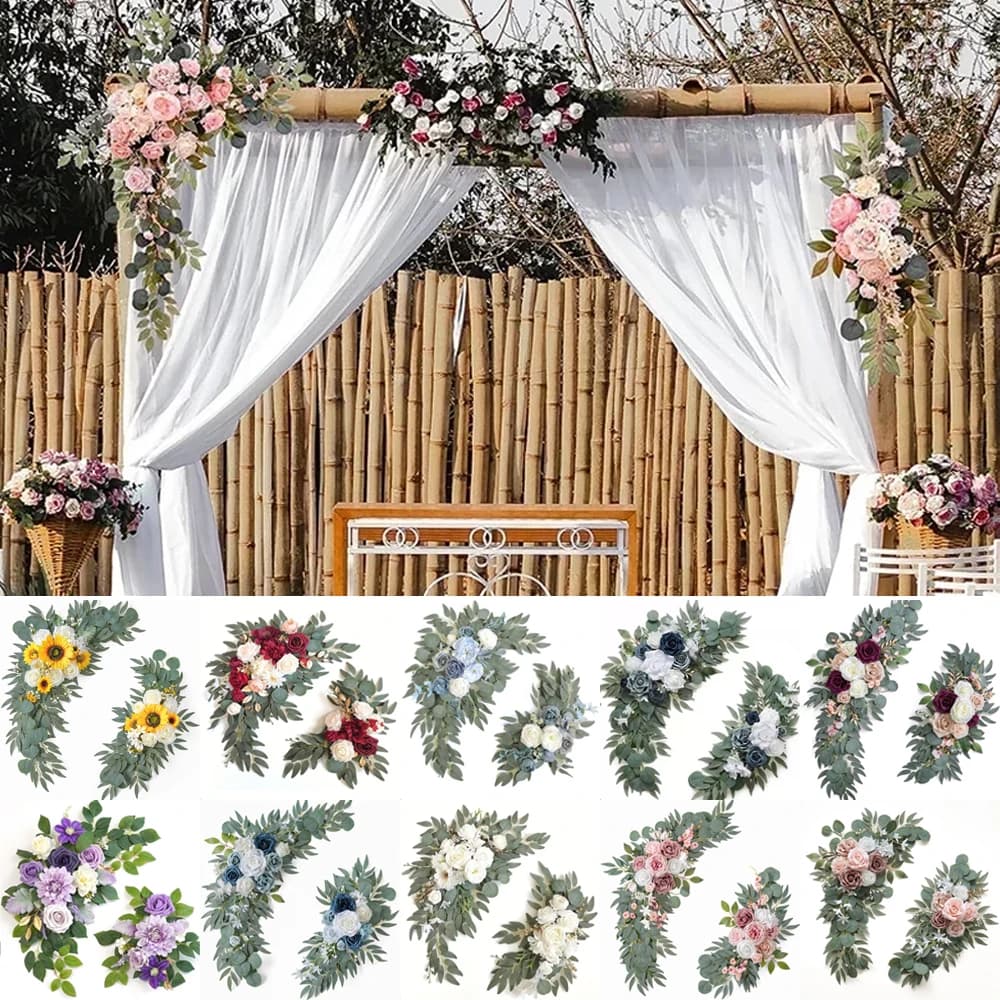 Fleurs artificielles blanches romantiques pour mariage, arc artificiel, Kit de fleurs artificielles pour mariage, signe de bienvenue, décor