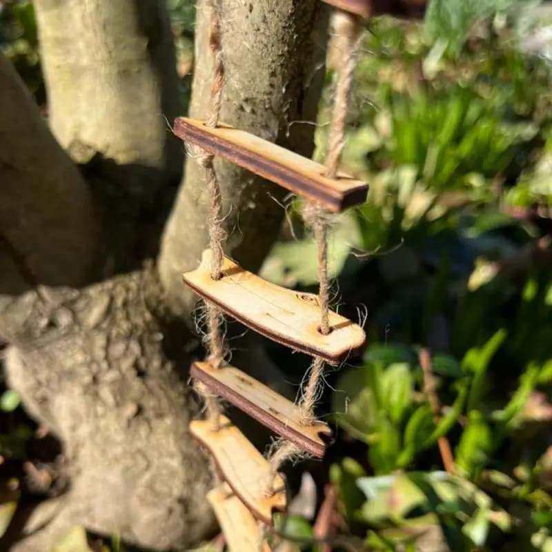 Échelle de corde de pont féerique en bois, décor de jardin féerique Miniature pour cour de maison et Mini paysage, accessoire d'accessoires de photographie