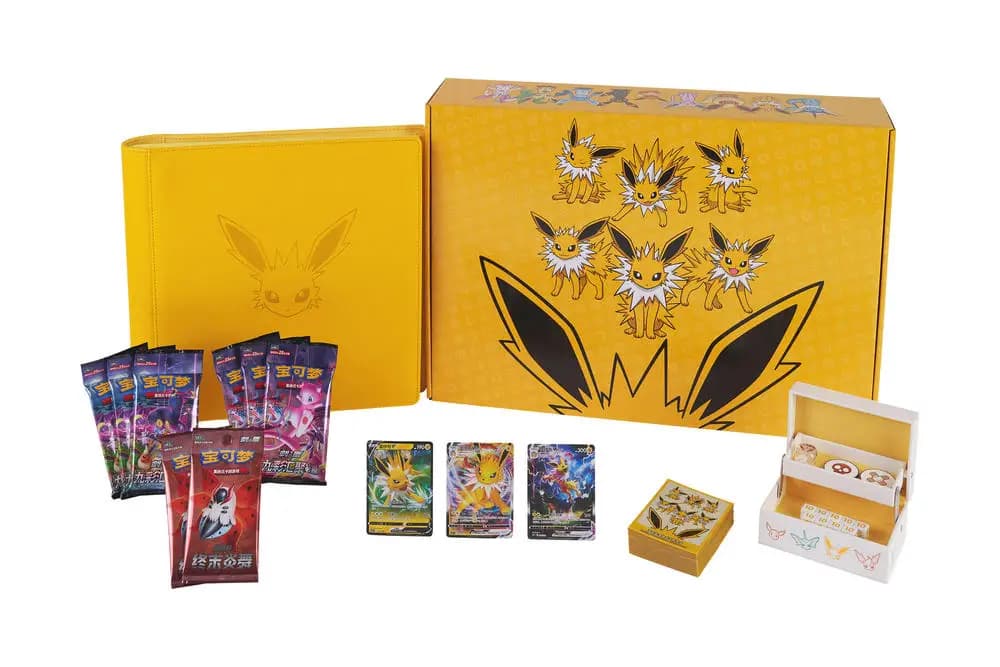 Coffret Cadeau Pokémon TCG Eeveelution, Ensemble de Cartes 100% Originales Jolteon Vaporeon Flareon, Cartes de Collection PTCG Avancées, Cadeau Amusant et Très Demandé