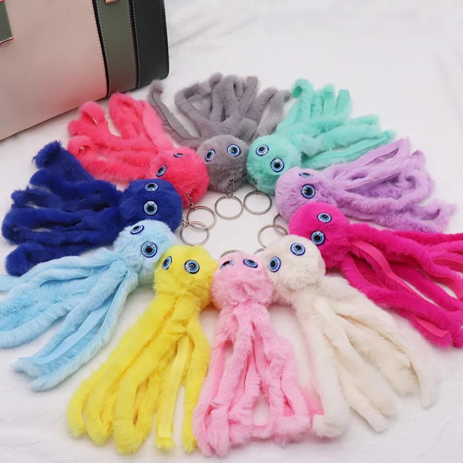Nouveau pendentif poulpe en peluche porte-clés poupée poulpe sac à dos accessoires accessoires suspendus porte-clés cadeau de fête en gros