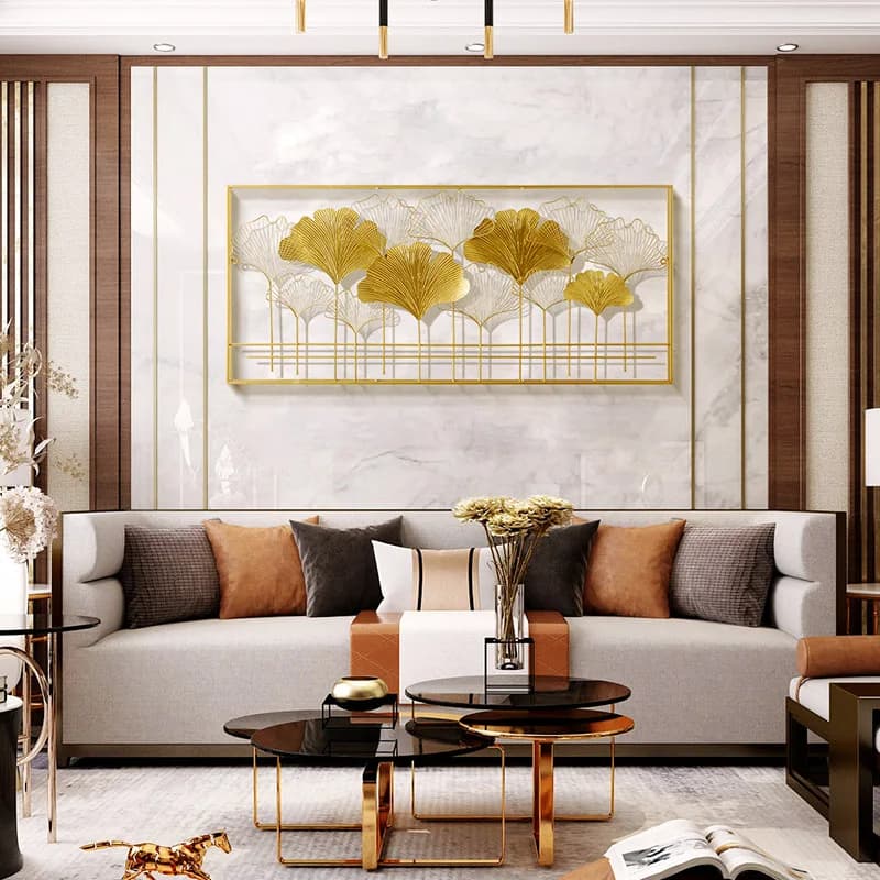Décorations murales de fleurs en métal de Style chinois moderne, feuille de Ginkgo créative, décoration esthétique kawaii pour chambre à coucher, ferme