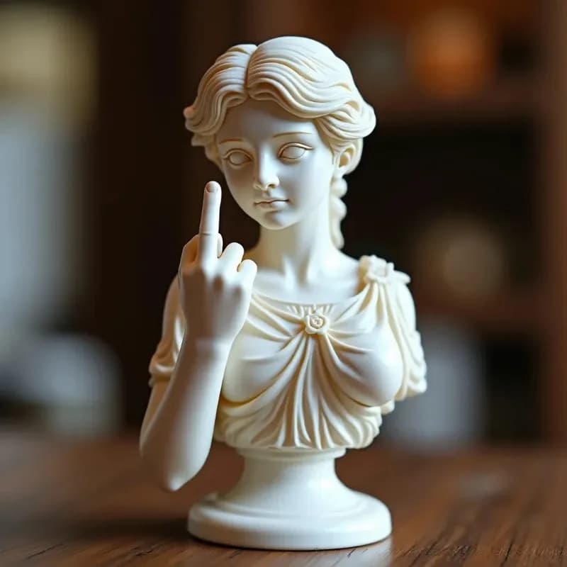 Statue en résine Déesse du Doigt d'Honneur, Buste Féminin Créatif, Figurine Amusante pour Décoration de Bureau à Domicile, Sculpture Artistique Unique, Cadeau