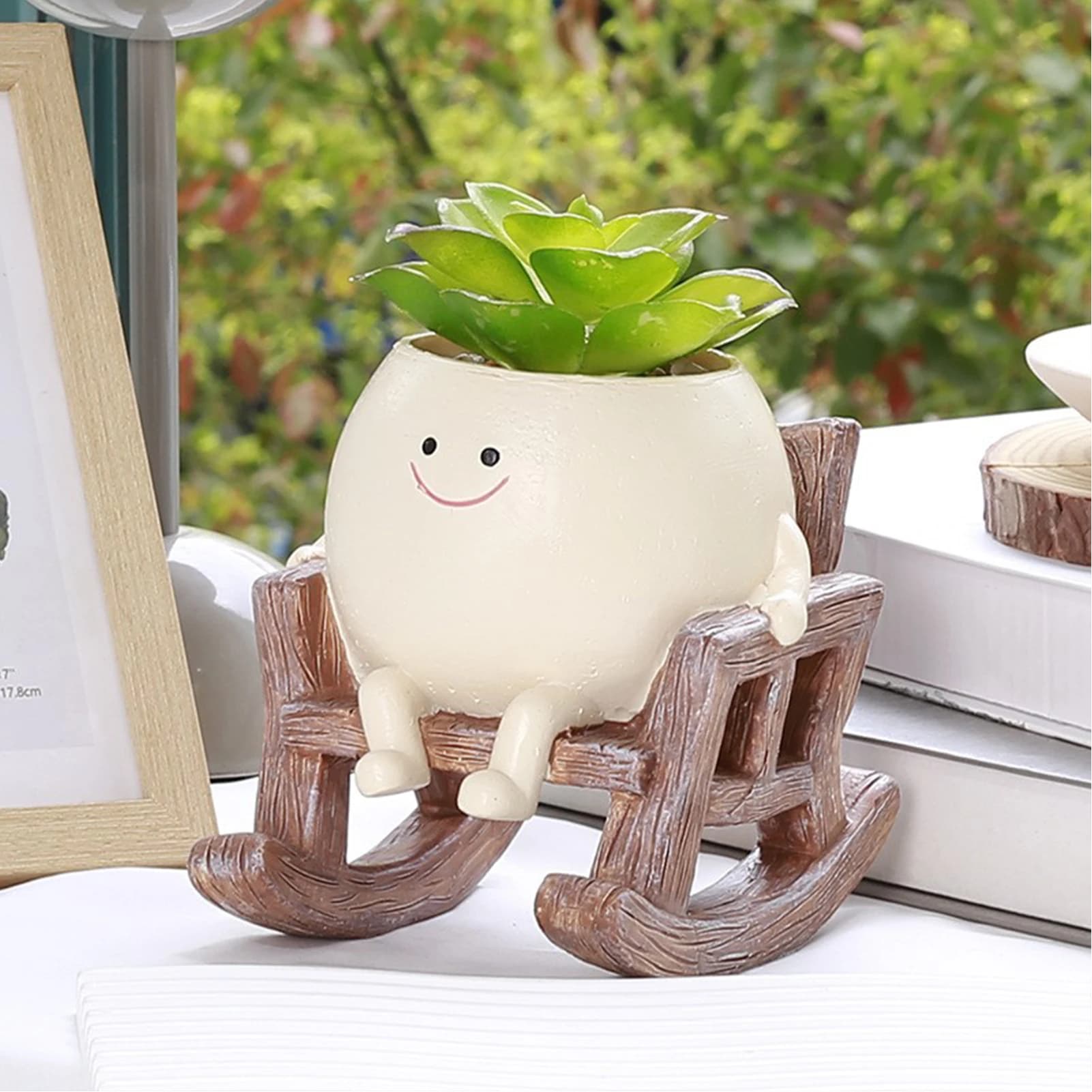 Pot de fleur de chaise à bascule en résine, jardinière succulente décorative, ornement d'artisanat de jardin
