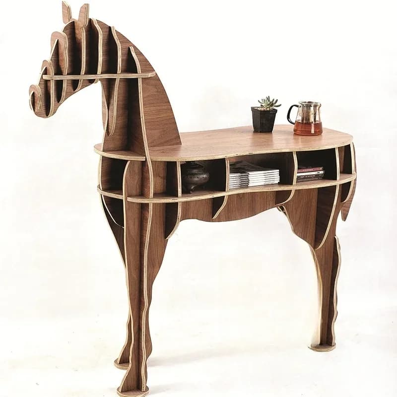 Créatif cheval en bois ordinateur bureau étagère meubles