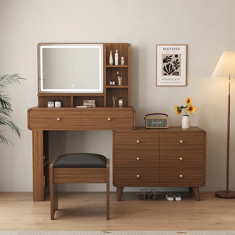 Table De Coiffeuse Design du milieu du siècle avec miroir, Table De Coiffeuse nordique élégante et moderne française, meubles De Coiffeuse De Chambre
