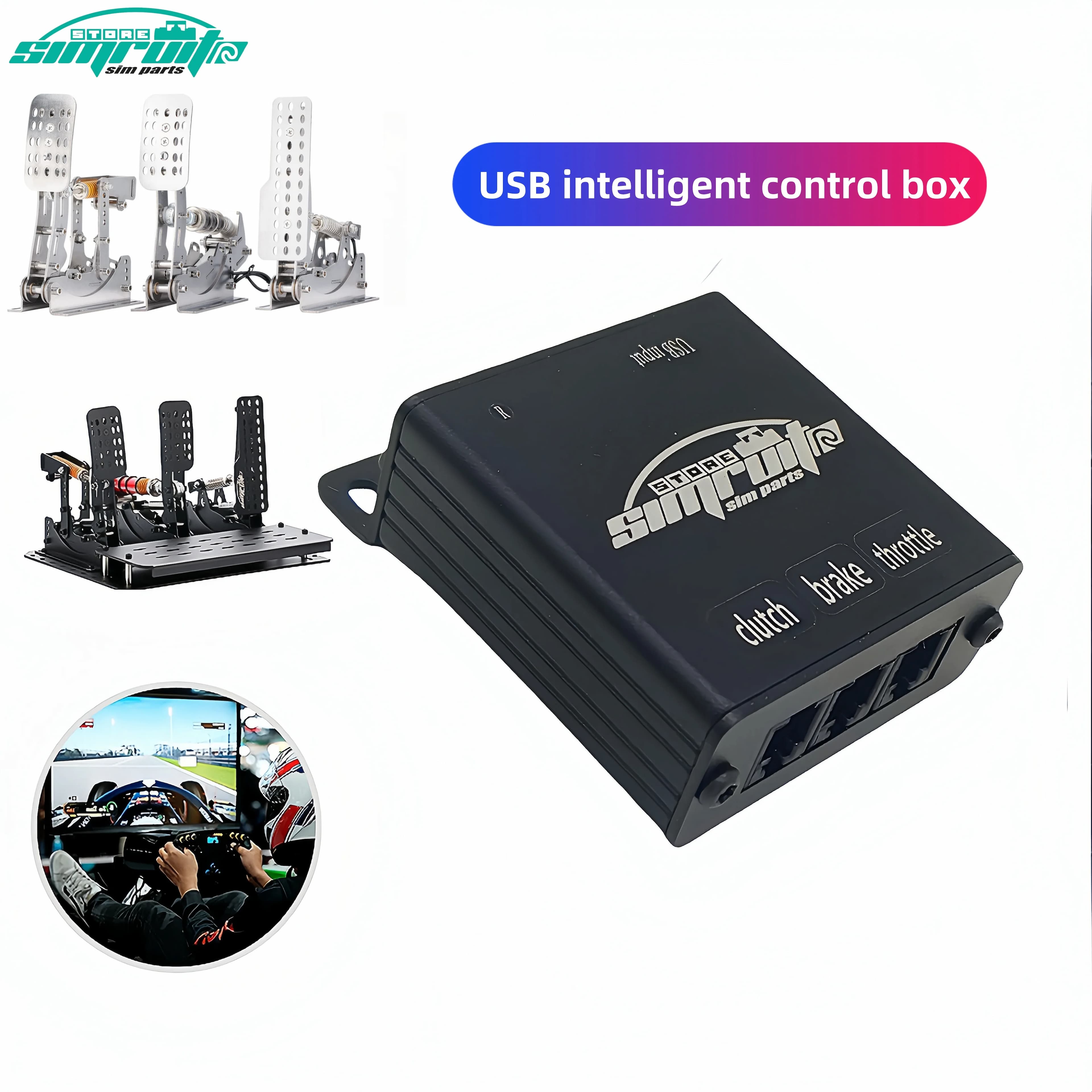 Volant et pédales Sim Racing pour boîte de commande intelligente Pc