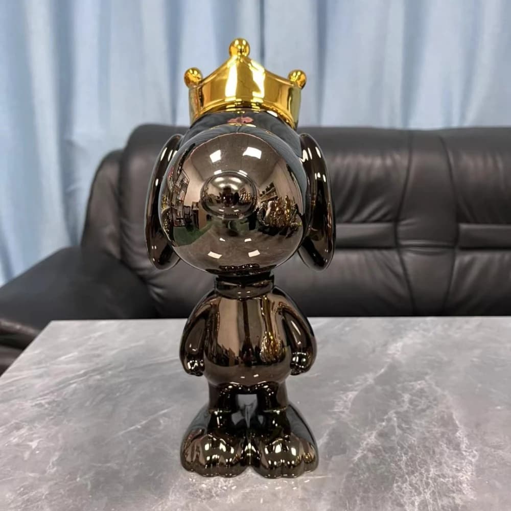 Statue de Snoopy 30cm, couronne de dessin animé, Sculpture de Snoopy, figurine galvanisée, grands ornements de bureau, décoration de maison, cadeaux de pendaison de crémaillère