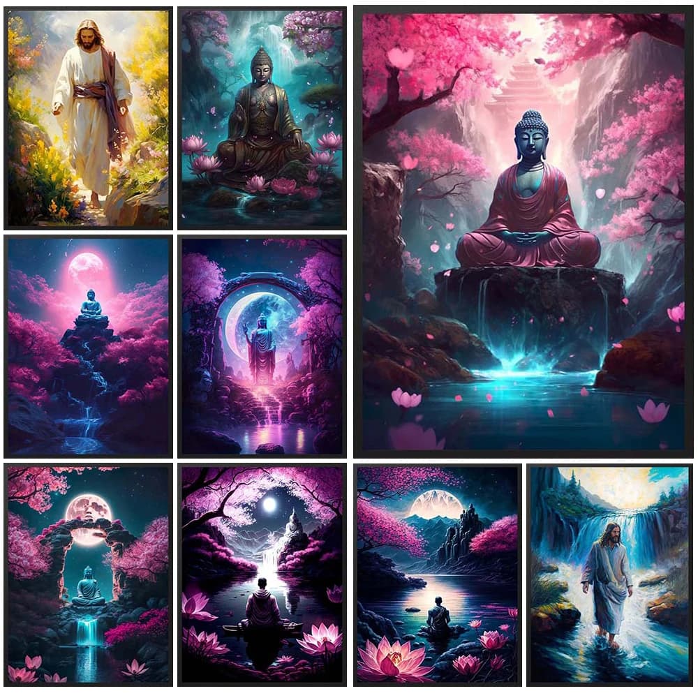 Statue de Bouddha sans Cadre pour Décoration Murale de Salon