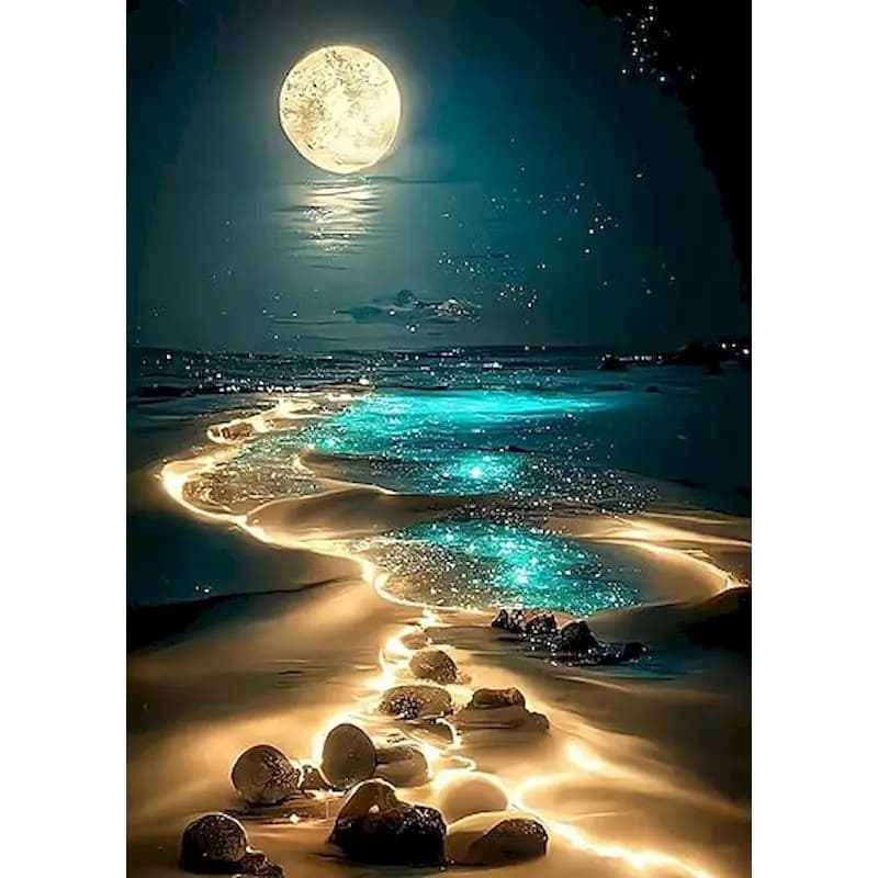 Analyste d'art de diamant de plage de clair de lune 5D bricolage
