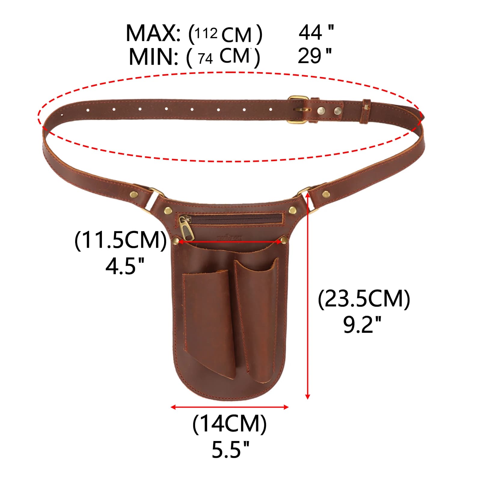 Tourbon-Sac de ceinture à outils en cuir marron réglable pour jardinier
