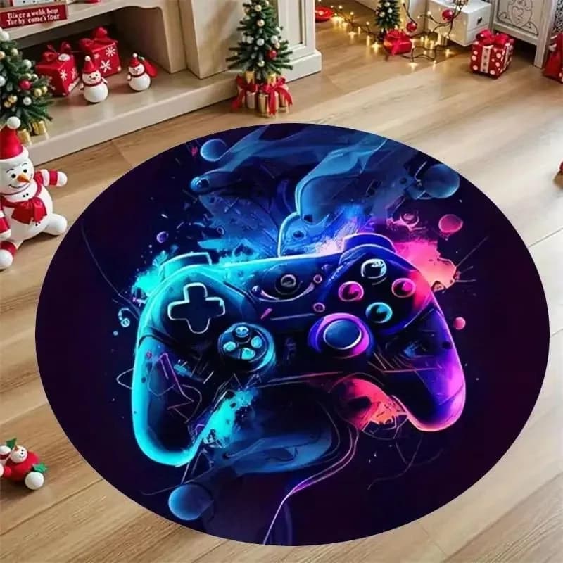 Tapis rond décontracté de jeu pour chambre de garçons, avec contrôleur, Design pour salle de jeux, décoration de chambre à coucher, tapis de sol antidérapant