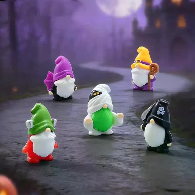 Mini figurines de gnomes d'Halloween en résine avec des designs adorables, parfaites pour la décoration de la maison et du bureau lors de fêtes d'Halloween
