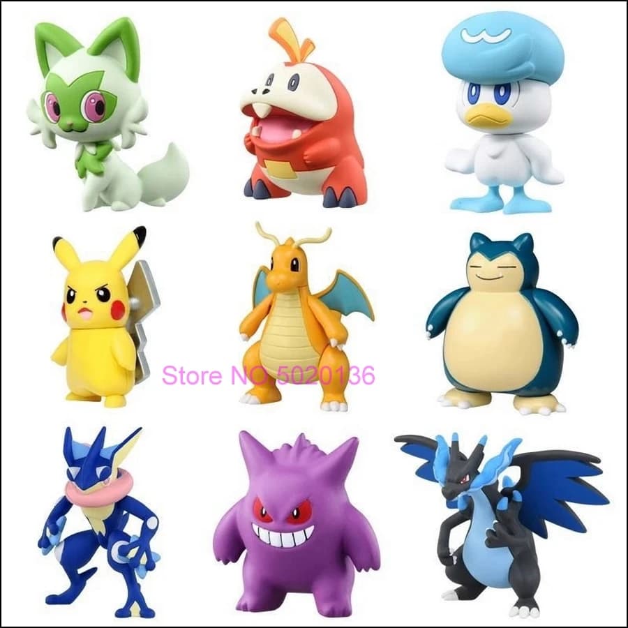 La figurine de combat Pokémon Paldea comprend des figurines de combat Pikachu, Fuecoco, Sprigatito et Quaxly de 2 pouces
