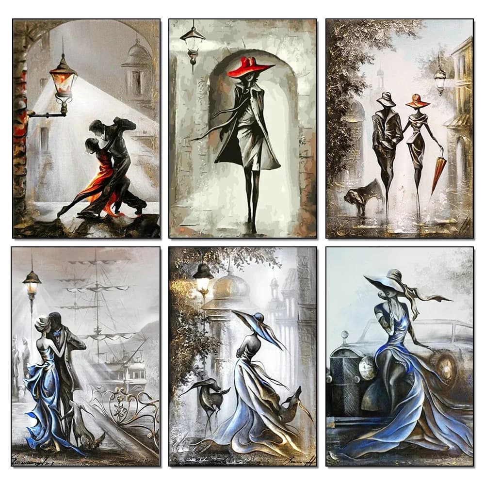 Kit de peinture diamant bricolage 5D, broderie diamant couple romantique, mosaïque point de croix, art déco, cadeau mural, plein carré ou rond
