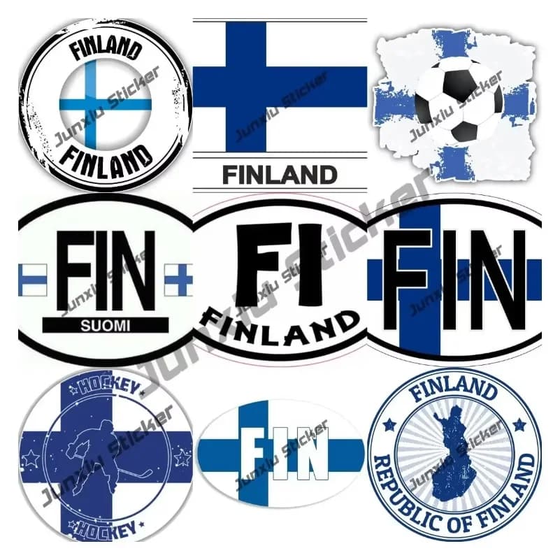 Suomi finlande bouclier autocollants Europe Salla Lapland drapeau finlandais sceau carte voyage aventure monde pays Code ovale FIN décalcomanie