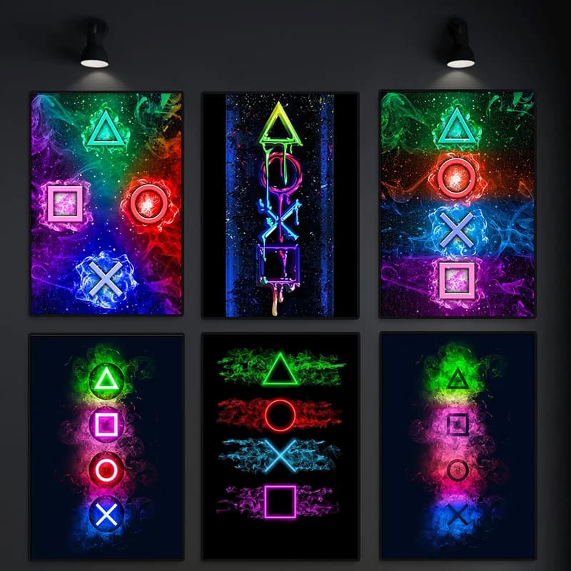 Affiche décorative pour salle de jeux, impressions gaming, peinture sur toile néon pour gamer, tableau mural pour garçons, décoration de salle de jeux, cadeaux, Cuad
