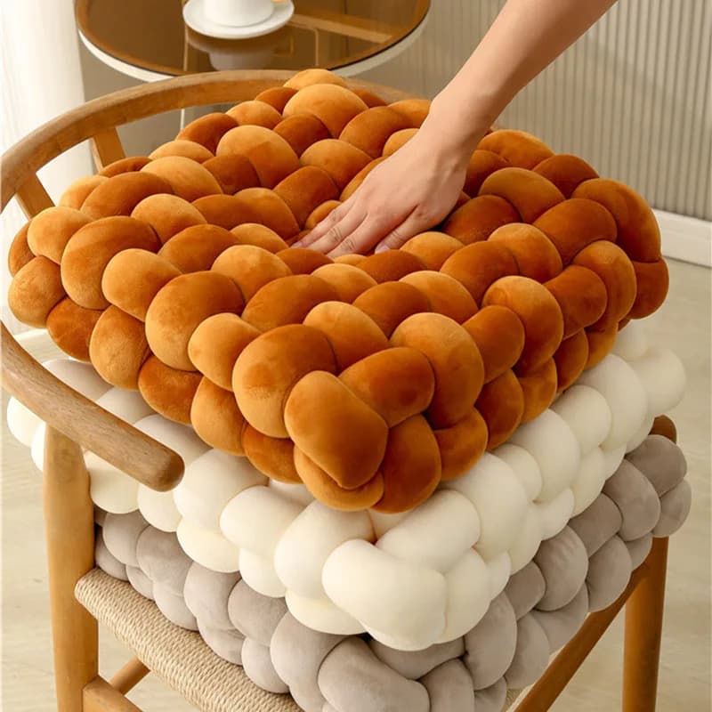 Coussin de siège tissé à la main, en peluche, rectangulaire, décoration de canapé-lit, oreiller au Crochet, solide et doux, pour fenêtre
