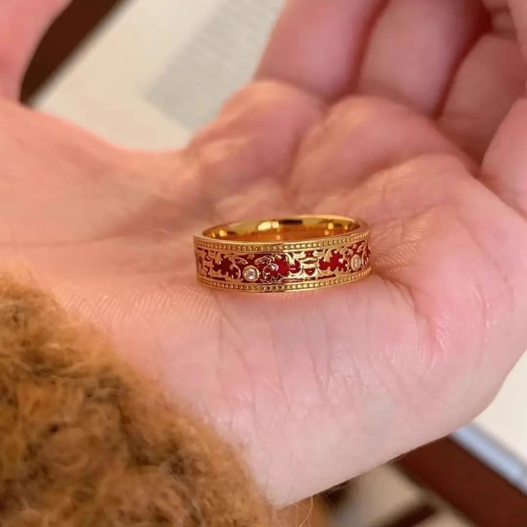 Bague Vintage en diamant goutte à goutte en émail rouge, style cour, bagues de luxe légères pour femmes, magnifiques bijoux de banquet fins, cadeaux, nouvelle collection