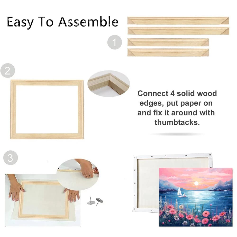 Kit de cadre photo en bois massif pour toile, barres de tension DIY pour impressions sur toile, peinture diamant, art mural en bois, décoration de galerie et de maison