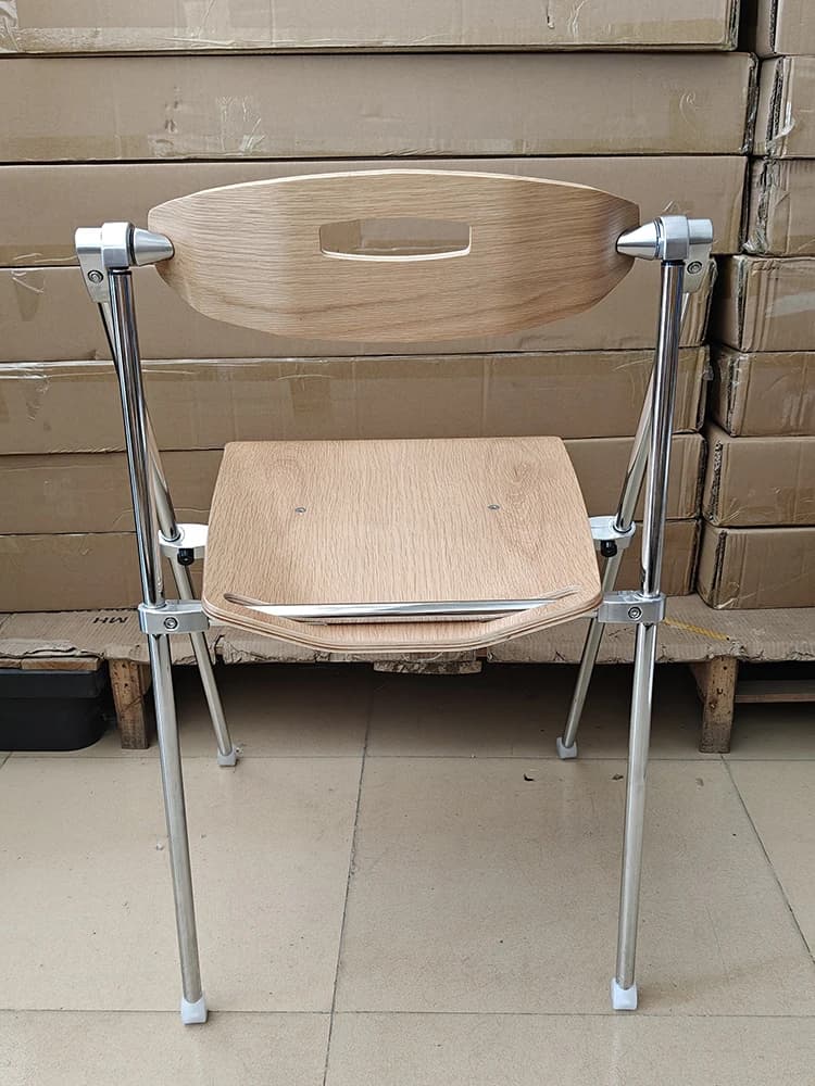 Chaises de salle à manger pliantes modernes, tabourets en métal et bois massif, pour salon domestique, café, chaise pliante à dossier pour négociations
